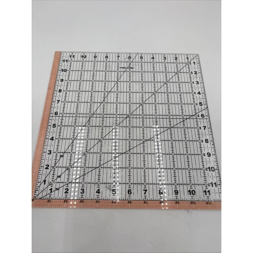 Fiskars 12x12 Acrylic Quilting Ruler Clear Grid 30 45 60 Angle Tool